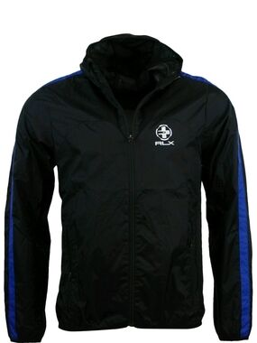 Ralph Lauren RLX Mens Black Hooded Zip Windbreaker Jacket New Medium